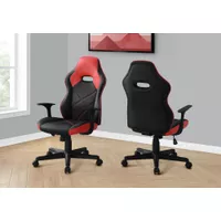 Office Chair/ Gaming/ Adjustable Height/ Swivel/ Ergonomic/ Armrests/ Computer Desk/ Work/ Pu Leather Look/ Metal/ Red/ Black/ Contemporary/ Modern