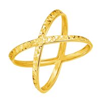 14k Yellow Gold Textured X Profile Ring (Size 7)