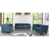Lisette Velvet 3PCs Living Room Set - Blue