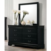 Lavina Transitional 2-piece 8-Drawer Solid Wood Dresser and Mirror Set by Furniture of America - Black