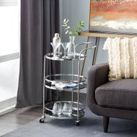 Silver Stainless Steel Contemporary Bar Cart 33 x 17 x 21 - 21 x 17 x 33 - Silver - Stainless Steel