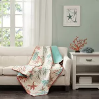 Coral Pebble Beach Oversized Cotton Quilted Throw 50x70"