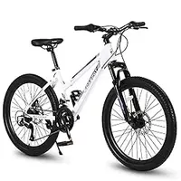 KOZYSFLER 24 Inch Mountain Bike for Women and Teenagers, Shimano 21 Speeds, Dual Disc Brakes, 100mm Front Suspension, White/Pink, Ideal for Female Riders