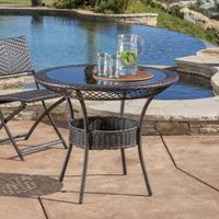Figi Outdoor 34-inch Wicker Glass Table (ONLY) by Christopher Knight Home - Brown