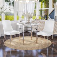 Gates Glam White Chrome Round 3-Piece Dining Set by Furniture of America - White