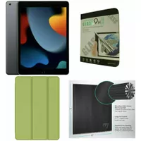 Apple 10.2-Inch iPad (9th Generation) with Wi-Fi 64GB Space Gray Green Case Bundle