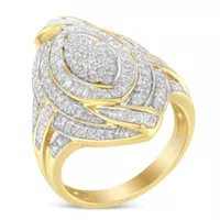 Yellow Plated Sterling Silver 1 1/5ct. TDW Diamond Cocktail Ring (I-J, I2-I3) Choice of size