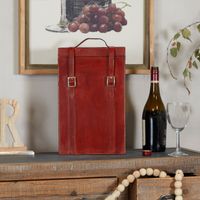 Leather Modern Wine Holder - 9 x 5 x 16 - Red