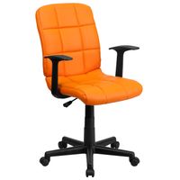 Mid-Back Quilted Vinyl Task Chair with Nylon Arms - Orange