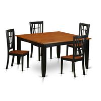 Dining Set - Rubberwood Dining Table and 4 Kitchen Chairs in Black and Cherry (Chair Seats Option) - PFNI5-BCH-W