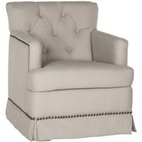 Safavieh Millicent Swivel Accent Chair, Taupe with Brass Nailheads