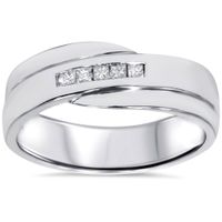 10k White Gold 1/ 6ct TDW Men's Princess-cut Diamond Wedding Ring - 8