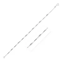 Sterling Silver Anklet with Polished Bars and Beads (10 Inch)