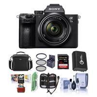 Sony Alpha a7 III 24MP UHD 4K Mirrorless Camera with 28-70mm Lens - Bundle 32GB SDHC U3 Card, Camera Case, 55mm Filter Kit, Spare Battery, Cleaning Kit, Memory wallet, Card Reader, Mac Software Package