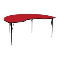 48''W x 72''L Kidney HP Laminate Activity Table - Adjustable Legs - Red
