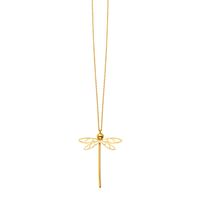 14k Yellow Gold Necklace with Dragonfly Pendant (18 Inch)