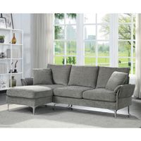 Harkon Contemporary Chenille Padded Sectional by Furniture of America - Grey