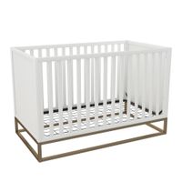 Little Seeds Haven 3 in 1 Convertible Wood Crib with Metal Base - White/Gold