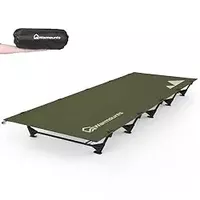 WARMOUNTS Compact Camping Cot, 60s Easy Set-Up, 28'' Wide Surface, Ultralight Backpacking Cot Supports 330lbs, Folding Camping Cot w/Carrying Bag for Outdoors & Indoor-Army Green