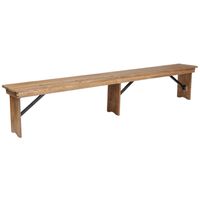 HERCULES Series 8' x 12'' Solid Pine Folding Farm Bench with 3 Legs - antique rustic