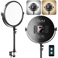 GVM Desk Mount LED Video Light, 10'' Round Key Light with Built-in Diffuser and LCD Display, Bi-Color Professional Light for Game/Studio/Streaming/YouTube Video Shooting, APP Control CRI 97+