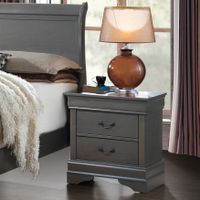 Furniture of America Devi Traditional Grey Solid Wood Nightstand - Cherry