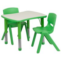 21.875"W x 26.625"L Rectangle Plastic Activity Table Set with 2 Chairs - Green