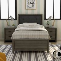 Aury Transitional Grey Wood 3-piece Panel Bedroom Set with 2 Nightstands by Furniture of America - Full