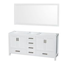 Wyndham Collection Sheffield 72-inch Double White Vanity - 70-inch Mirror/No Counter w/ No Sink/White