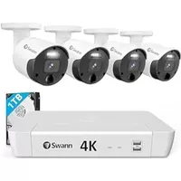 SWANN Master 4K 8 Channel Home Security Camera System, 1TB NVR, 4 PoE IP Cameras Outdoor, 8MP Wired Surveillance CCTV, Heat Motion Vehicle Detection, LED Light, 24/7 Recording Security Camera, 87680W4