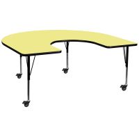 17.37-25.37-Inch Height-adjustable Laminate Mobile Pre-school Activity Table - Yellow