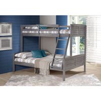 Donco Kids Antique Grey Louver Twin over Full Bunk Bed - Twin over Full