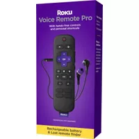 Voice Remote Pro – Rechargeable Remote with TV Controls for Roku Players, Roku TV, and Roku Streambars - Black