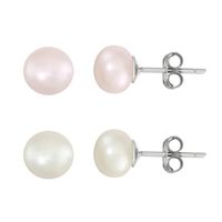 Forever last Sterling Silver 5Mm Pink Pearl and White Pearl - White