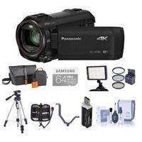 Panasonic HC-VX981K 4K Ultra HD Camcorder with 4K Photo Capture, Wi-Fi - Bundle With Video Bag, 64GB Class 10 U3 Sdhc Card, Cleaning Kit, 49mm Filter Kit, Memory Wallet, Video light, Tripod And More