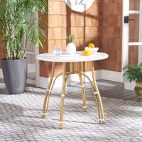 SAFAVIEH Outdoor Kylie Rattan Bistro Table (Fully Assembled) - 31.5" W x 31.5" L x 30" H - White