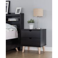 DH BASIC Mid-Century Modern Cappuccino 2-Drawer Nightstand by Denhour - Cappuccino - 2-drawer