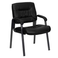 Black Leather Executive Side Chair with Titanium Frame Finish - Black