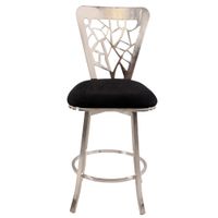 Somette Laser Cut Back 26-inch Memory Swivel Counter Stool - Single - Black - Counter height