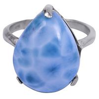 Blue Sterling Silver Pear-shaped Larimar Cocktail Ring (Size 7) - Sterling Silver Pear Shaped Ring