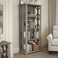 Homestead 4 Shelf Farmhouse Bookcase by Bush Furniture - Driftwood Gray