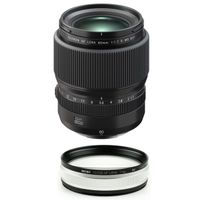Fujifilm GF 80mm f/1.7 R WR Lens, Black - with NiSi Close Up Lens Kit NC 77mm with 67 & 72mm Adapters