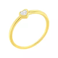 14K Yellow Gold Plated .925 Sterling Silver Miracle Set Diamond Accent Heart Promise Ring (J-K Color, I1-I2 Clarity) - Choice of size