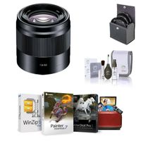 Sony E 50mm F/1.8 OSS E-Mount Lens, Black Bundle with Corel Mac Photo Editing Software, ProOptic 49mm Filter Kit (UV/CPL/ND) with Cleaning Kit