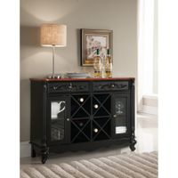 Gracewood Hollow Roth Black and Walnut Wood Storage Wine Cabinet - buffet