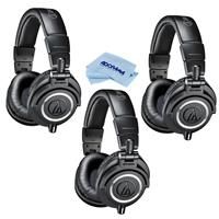 Audio-Technica ATH-M50x Professional Monitor Headphones, Black, 3 Pack