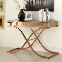 Contemporary Metal Console Table in Brass