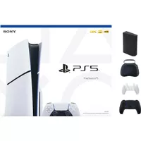 Sony - PlayStation 5 Slim Console - White With Accessories & Black Controller (Total 2 Controllers Included)