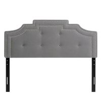 CorLiving Aspen Crown Silhouette Headboard with Button Tufting - Queen - Silver