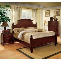 Furniture of America European Style 2-piece Cherry Poster Bed with Nightstand Set - Cal. King